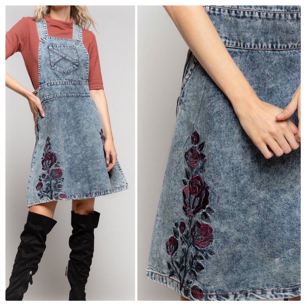 POL Vintage 80's Stone Washed Coverall Denim Dress - Picture 4 of 10
